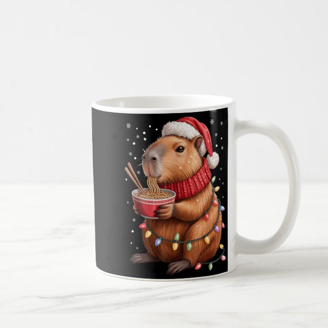 Cute Christmas Capybara With Ramen Bowl Holiday Te Coffee Mug (Right)