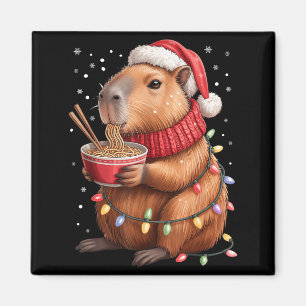 Cute Christmas Capybara With Ramen Bowl Holiday Te Magnet