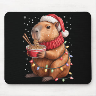 Cute Christmas Capybara With Ramen Bowl Holiday Te Mouse Pad