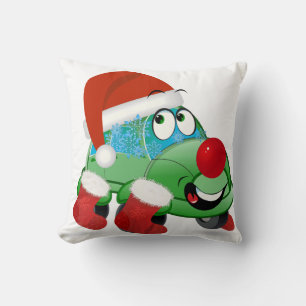 Cute Christmas Car Cartoon Cushion