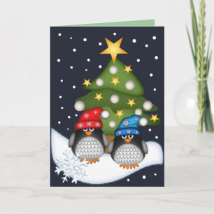 Cute Christmas card with Penguins and inside text