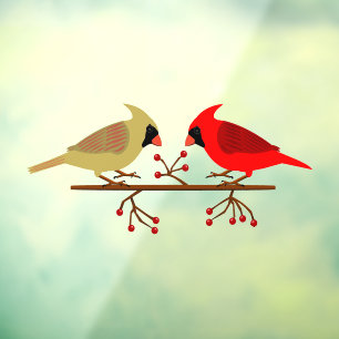 Cute Christmas Cardinals and Red Berries