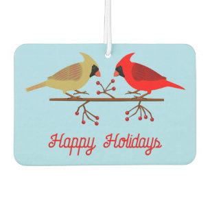 Cute Christmas Cardinals and Red Berries Custom Car Air Freshener