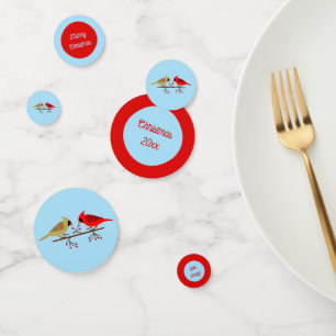 Cute Christmas Cardinals and Red Berries Custom Confetti