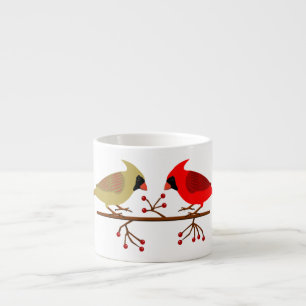 Cute Christmas Cardinals and Red Berries Espresso Cup