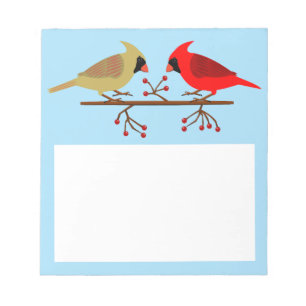 Cute Christmas Cardinals and Red Berries Notepad