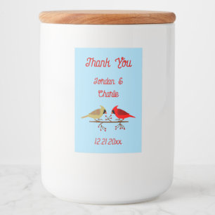 Cute Christmas Cardinals and Red Berries Wedding Food Label
