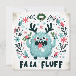 Cute Christmas Caroler "fa la fluff" Holiday Card