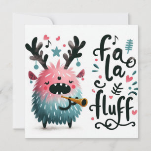 Cute Christmas Caroler "fa la fluff" Holiday Card