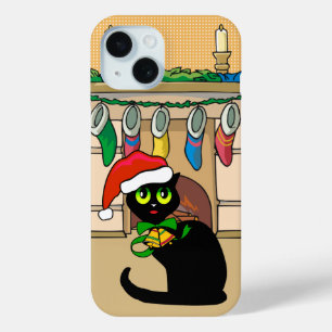 Cute Christmas Cartoon Cat iPhone 15 Case