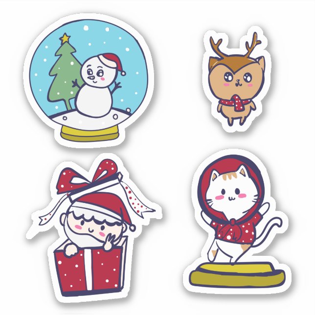 cute christmas cartoon stickers by NATTTSPACE (Front)