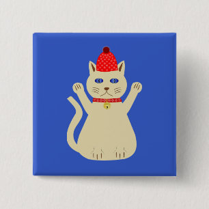 Cute Christmas Cat 15 Cm Square Badge
