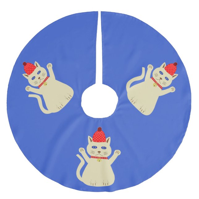 Cute Christmas Cat Brushed Polyester Tree Skirt (Front)