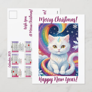 Cute Christmas Cat Calendar 2025 Personalised Holiday Postcard