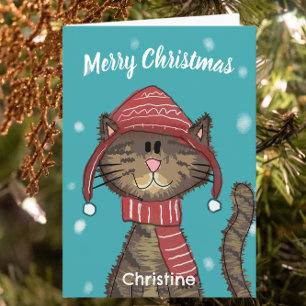Cute Christmas Cat Cartoon  Card
