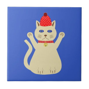 Cute Christmas Cat Ceramic Tile