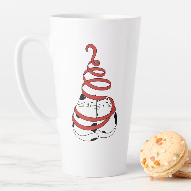 Cute Christmas cat couples in love minimalist  Latte Mug (In Situ)