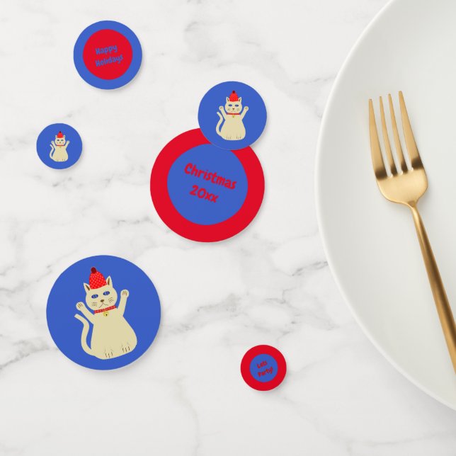 Cute Christmas Cat Custom Confetti (Group)