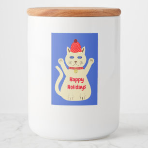 Cute Christmas Cat Custom Food Label