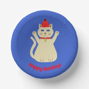 Cute Christmas Cat Custom Paper Plate