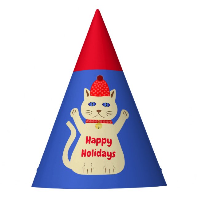 Cute Christmas Cat Custom Party Hat (Front)
