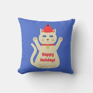 Cute Christmas Cat Custom Patterned Cushion