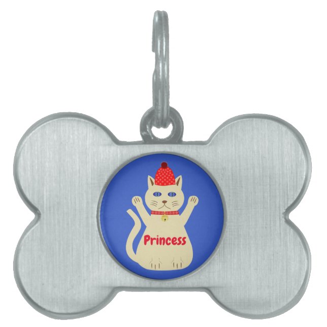 Cute Christmas Cat Custom Pet Name ID Tag (Front)