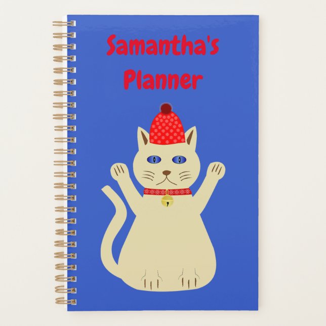 Cute Christmas Cat Custom Planner (Front)