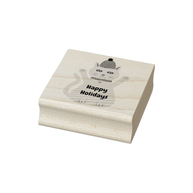 Cute Christmas Cat Custom Rubber Stamp (Stamp)