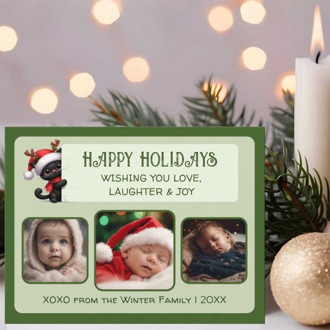 Cute Christmas Cat - Customisable Photo Postcard (Creator Uploaded)