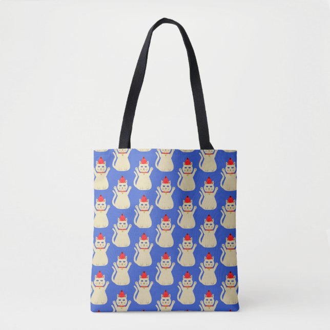 Cute Christmas Cat Double Side Print Tote Bag (Front)