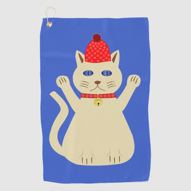 Cute Christmas Cat Golf Towel (Front)