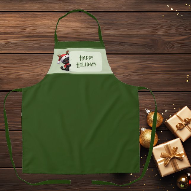 Cute Christmas Cat - Happy Holidays Apron (Creator Uploaded)