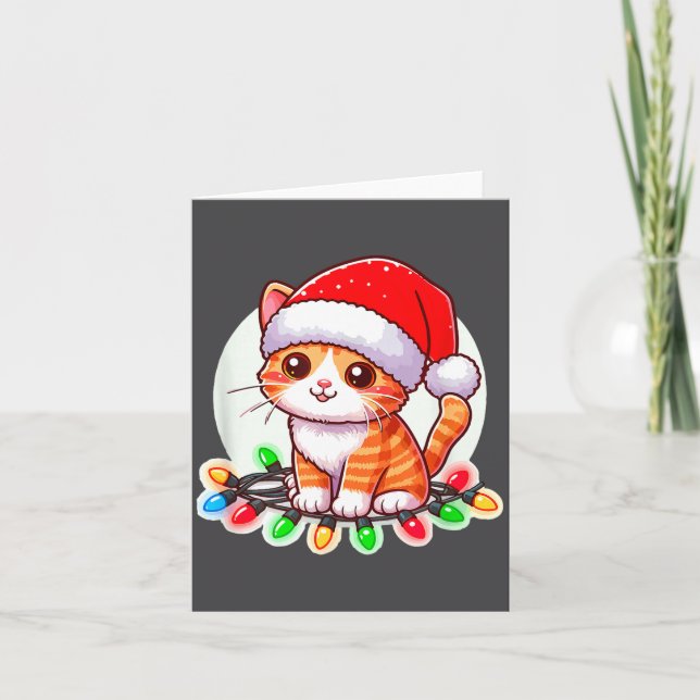 Cute Christmas Cat In Santa Hat  Card (Front)