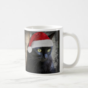 Cute Christmas Cat in Santa Hat, Coffee Mug