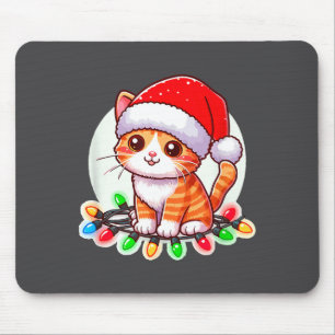 Cute Christmas Cat In Santa Hat  Mouse Pad