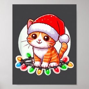 Cute Christmas Cat In Santa Hat  Poster