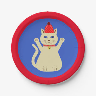 Cute Christmas Cat Paper Plate