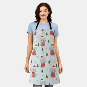 Cute Christmas Cat Pattern – Festive Holiday Apron