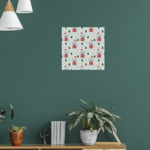 Cute Christmas Cat Pattern – Festive Holiday  Poster