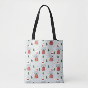 Cute Christmas Cat Pattern – Festive Holiday  Tote Bag