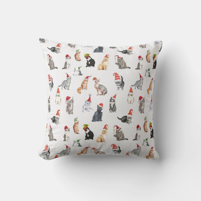 Cute Christmas Cat Pattern Pillow  (Front)