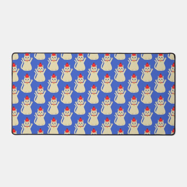 Cute Christmas Cat Patterned Desk Mat (Front)