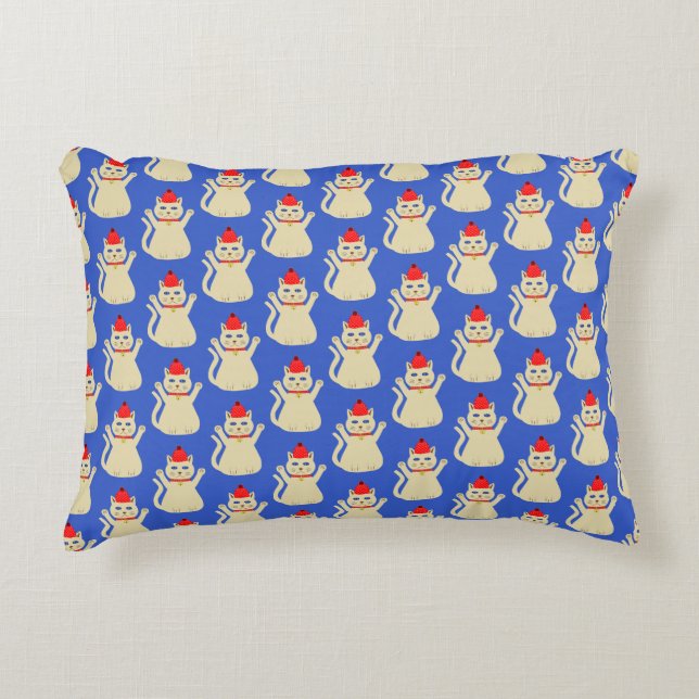 Cute Christmas Cat Patterned Double Side Decorative Cushion (Front)