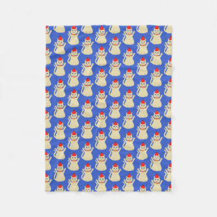 Cute Christmas Cat Patterned Fleece Blanket