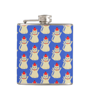 Cute Christmas Cat Patterned Hip Flask