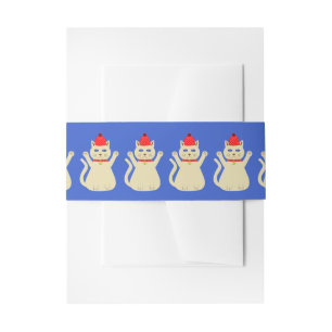 Cute Christmas Cat Patterned Invitation Belly Band