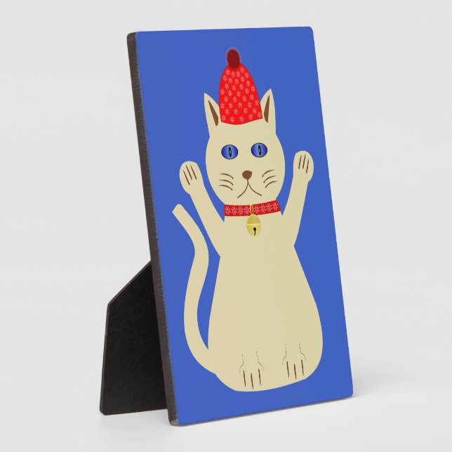 Cute Christmas Cat Plaque (Side)