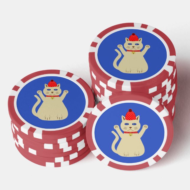 Cute Christmas Cat Poker Chips (Stack)