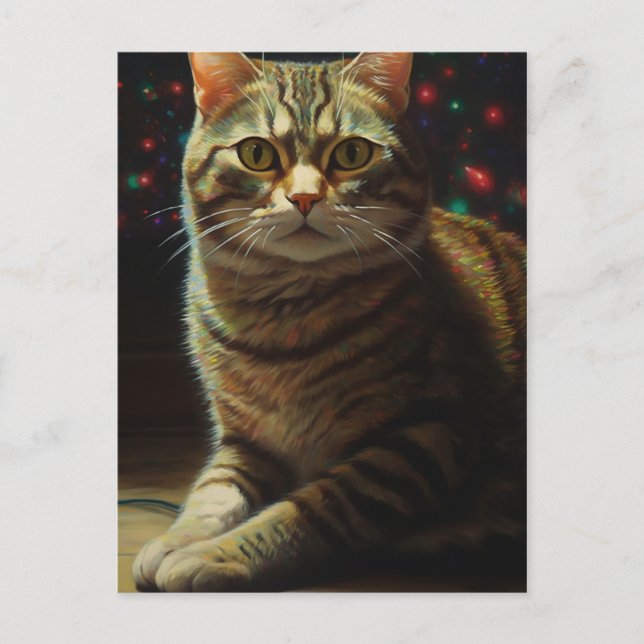 Cute Christmas Cat Postcard (Front)